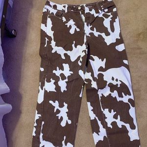 Cows Print Straight Leg Jeans